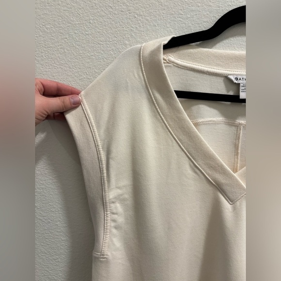 Athleta Retroterry V-Neck Sweatshirt Tee in cream, Size S - Picture 5 of 6